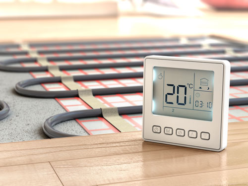 Underfloor heating system with electric thermostat